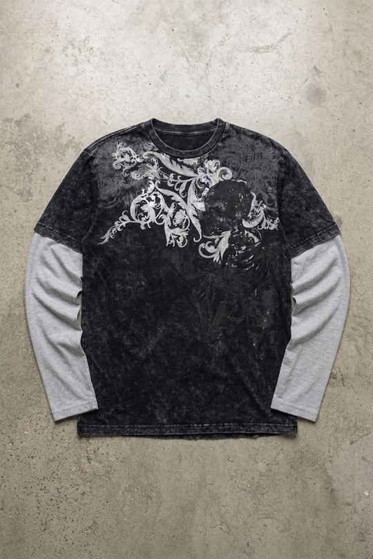 Antrasit Skull Motifli Beyaz Unisex Sweatshirt