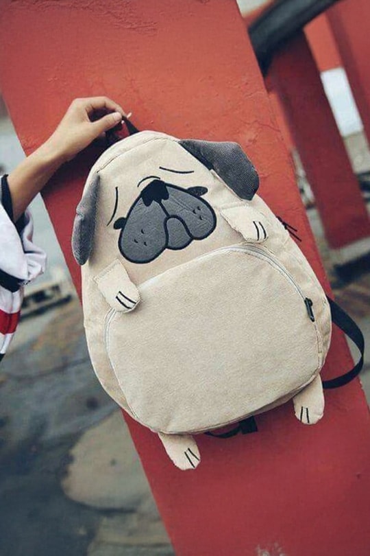 Bej Sad Pug Unisex Sırt Çantası