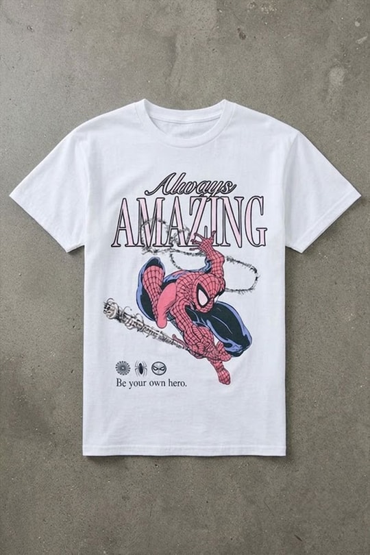 Beyaz Always Amazing Spider Cartoon Unisex T-Shirt 