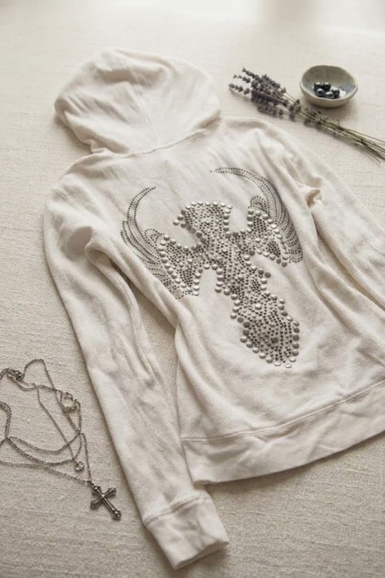 Beyaz Cross Wings Gotik Y2K Crop Hırka