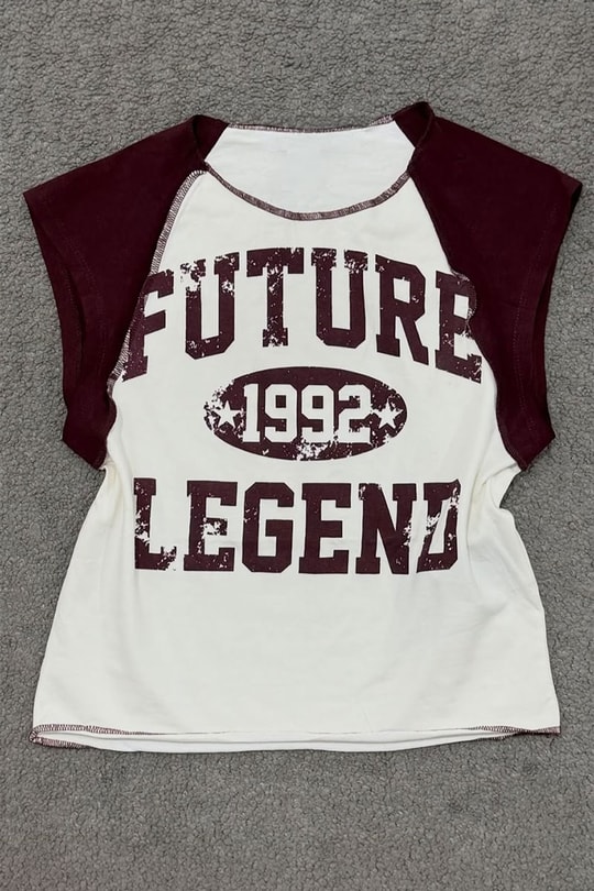 Beyaz Future Kahverengi Raglan Y2K Kısa Kollu Crop