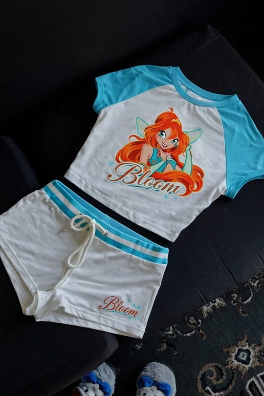 Beyaz Winx Club Bloom Mavi Raglan Alt Üst Takım