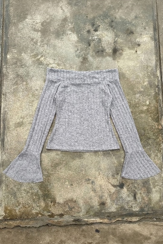 Gri Black Stones Nana Goth Girl Manga İspanyol Kol Y2K Uzun Kollu Crop