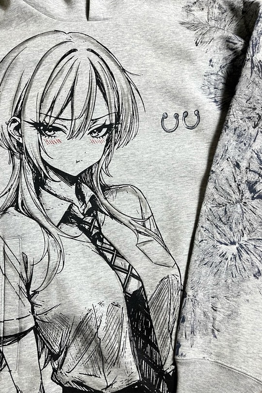 Gri Melanj Anime Gİrl Manga Gotik Y2K Unisex Kapüşonlu Sweatshirt