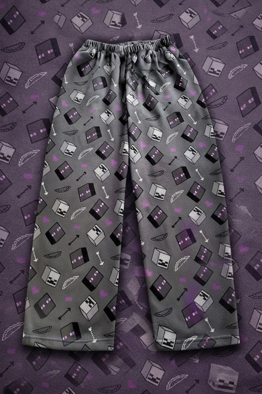 Gri Minecraft Enderman Beli Lastikli Y2K Eşofman
