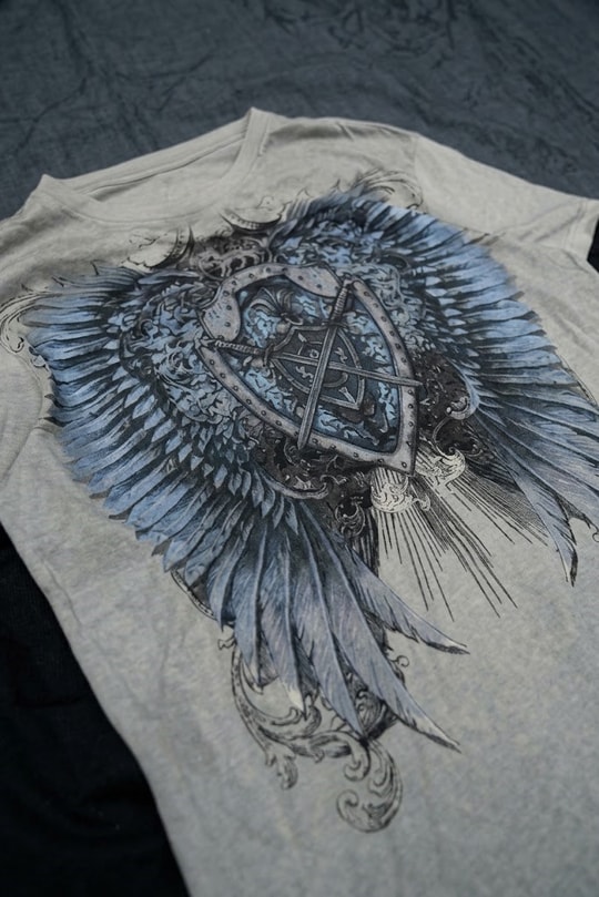 Gri Wing & Shield Gotik Siyah Kollu Unisex Sweatshirt