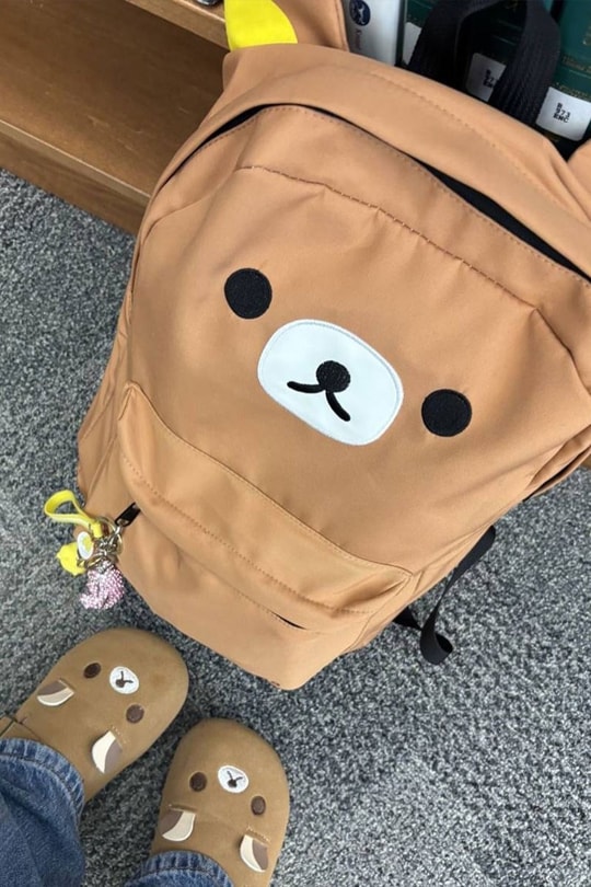 Kahverengi Rilakkuma Ayıcık Kulaklı Unisex Sırt Çantası
