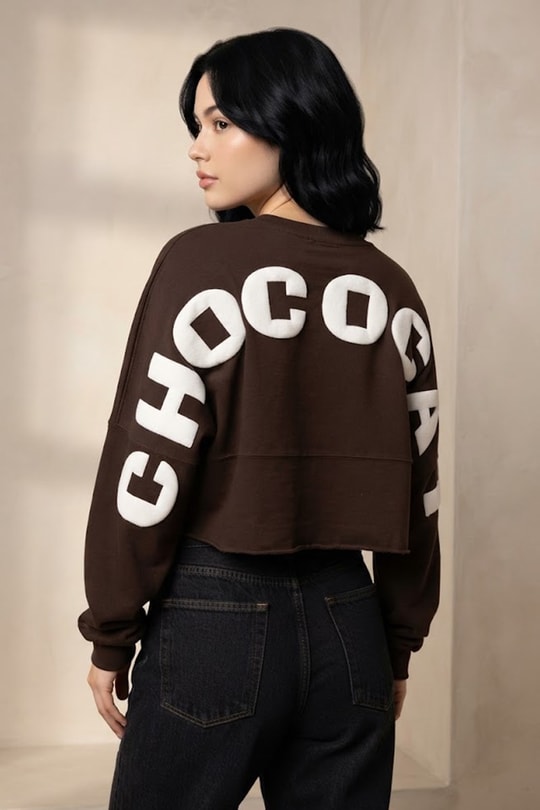 Koyu Kahveregni CHOCOCAT Y2K Crop Sweatshirt