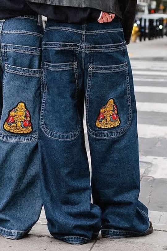 Lacivert Buddha Streerwear Y2K Unisex Baggy Pantolon