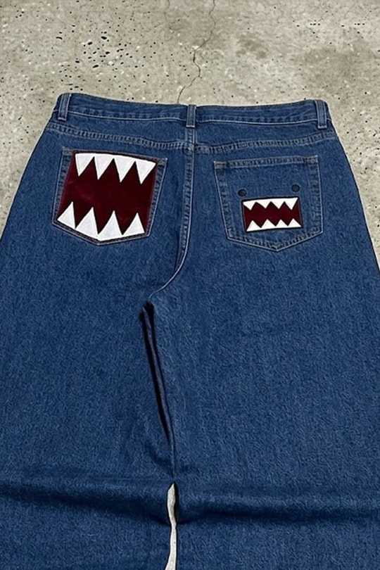 Mavi Domo-Kun Y2K Unisex Baggy Pantolon