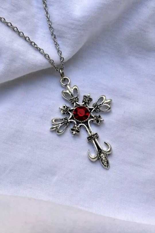 Silver Gotik Witch Res Stone Kolye