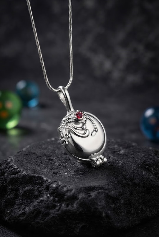 Silver Vervain Madalyon Kırmızı Taşlı Gotik Kolye