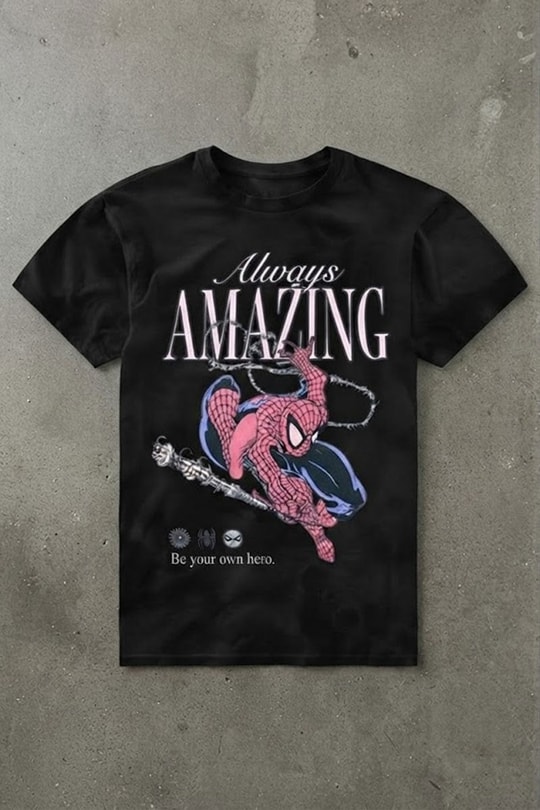 Siyah Always Amazing Spider Cartoon Unisex T-Shirt 