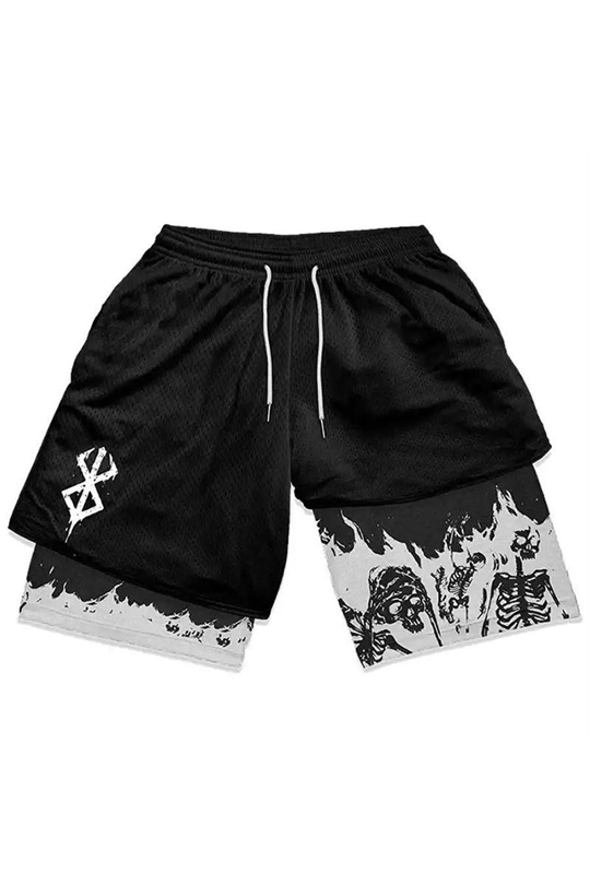 Siyah Anime Berserk Streetwear Şort