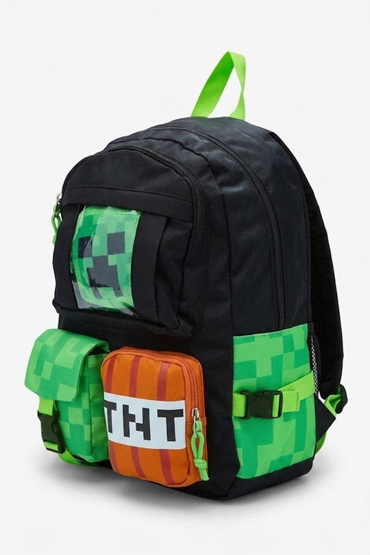 Siyah Çok Bölemli Minecraft TNT Creeper Sırt Çantası
