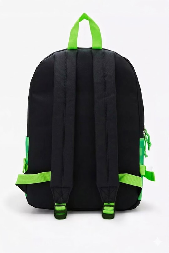 Siyah Çok Bölemli Minecraft TNT Creeper Sırt Çantası