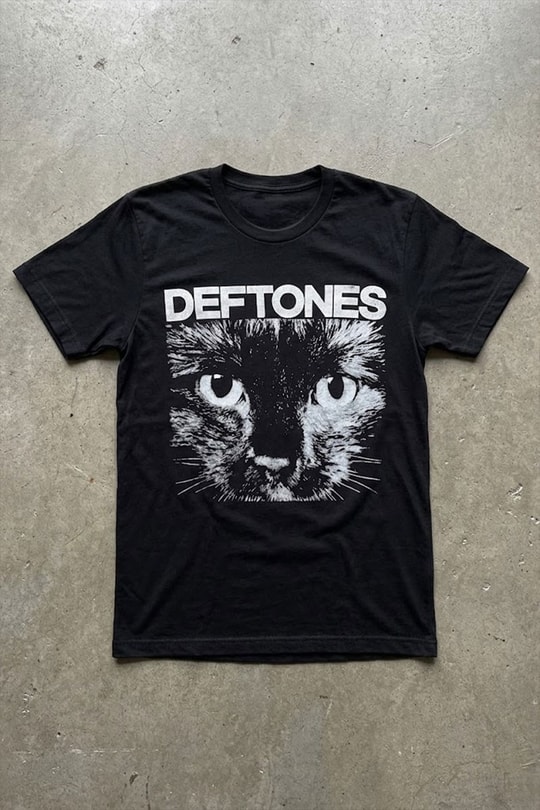 Siyah Deftones Cat Gotik Y2K Unisex T-Shirt