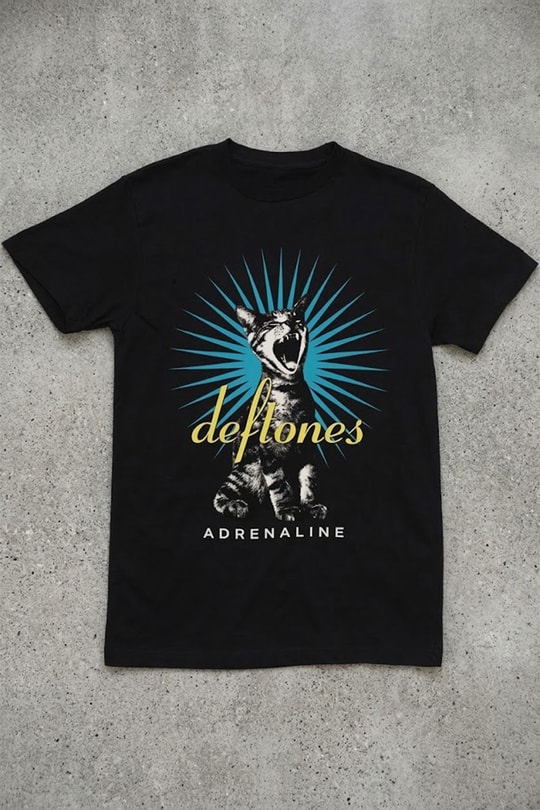 Siyah Deftones Cat Print Gotik Y2K Unisex T-Shirt