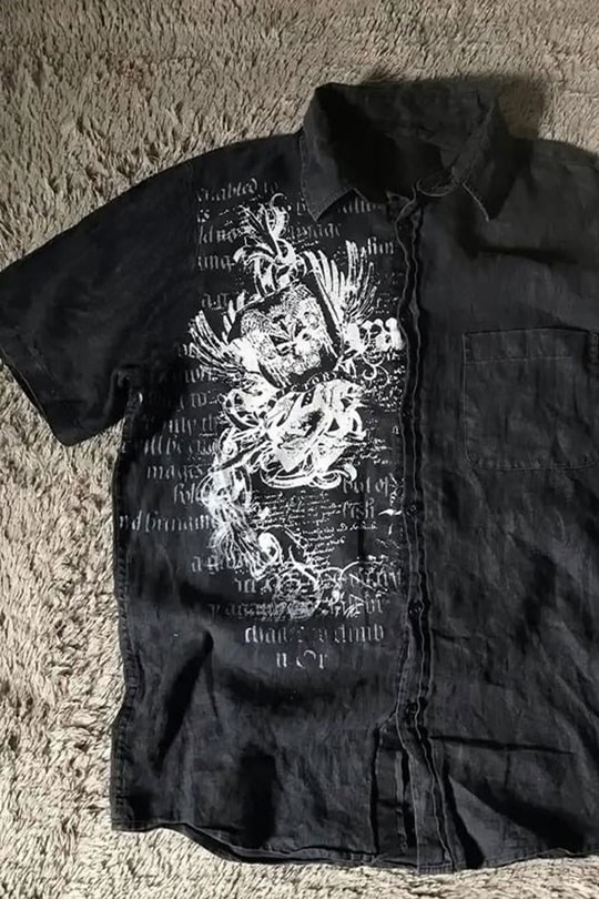 Siyah Grunge Tipografik Gotik Y2K Unisex Gömlek