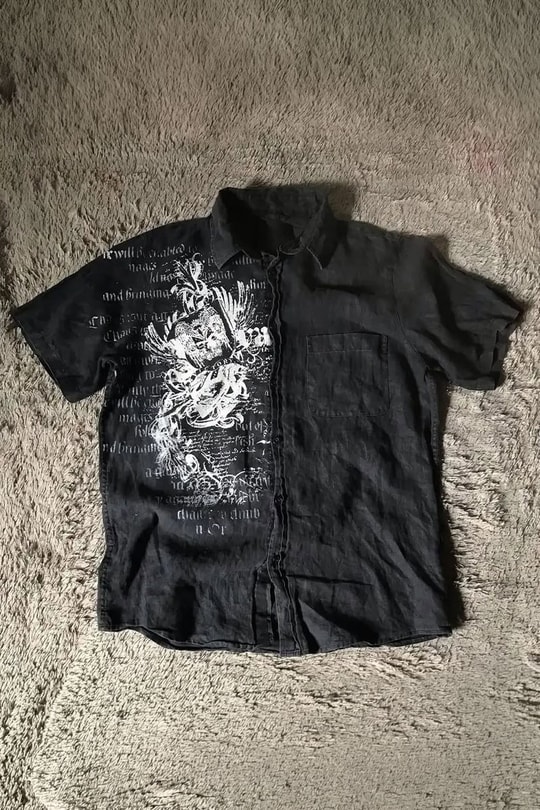Siyah Grunge Tipografik Gotik Y2K Unisex Gömlek