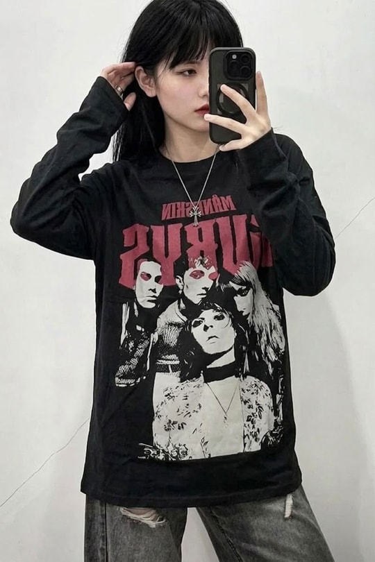 Siyah Maneskin Y2K Unisex Sweatshirt 