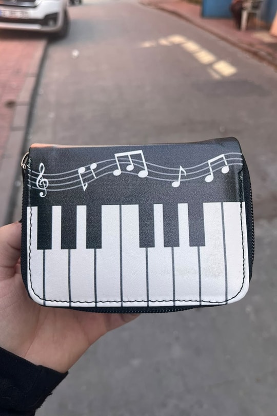 Siyah Melody Piano Unisex Cüzdan