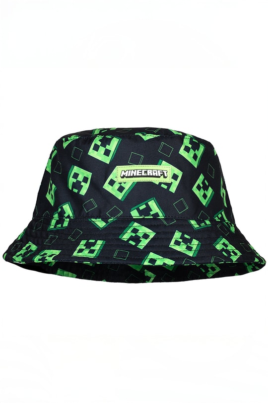 Siyah Minecraft Creeper Bucket Şapka