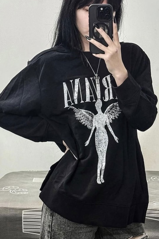 Siyah Nirvana Angel Unisex Sweatshirt