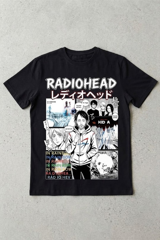 Siyah Radiohead Anime Manga Collection Y2K Unisex T-Shirt