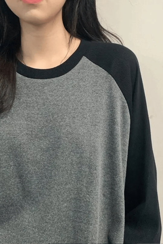 Siyah Raglan Kollu Antrasit Basic Oversize Unisex Uzun Kollu