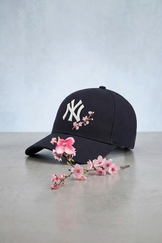 Siyah Sakura NY Baseball Şapka