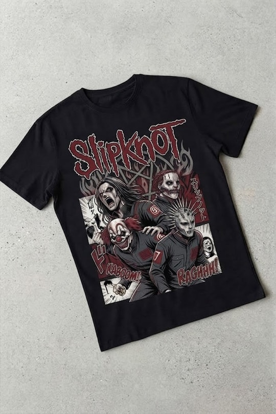 Siyah Slipknot Anime Manga Collection Y2K Unisex T-Shirt