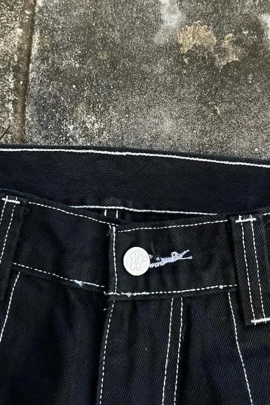Siyah Ters Dikiş Skater Streetwear Y2K Unisex Baggy Pantolon