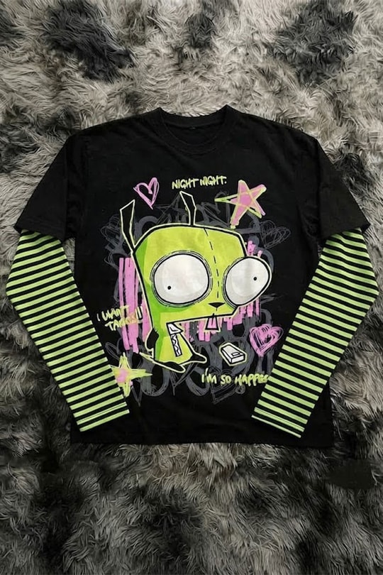 Siyah Yeşil Kollu Invader Zim GIR 