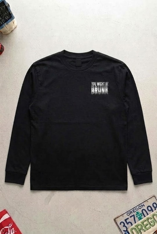 Siyah You Might Be Drunk Sırt Baskılı Y2K Crop Sweatshirt