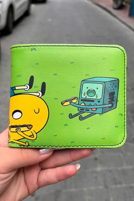 Yeşil Adventure Time Finn and Jack BMO OOO Diyarı Erkek Cüzdan