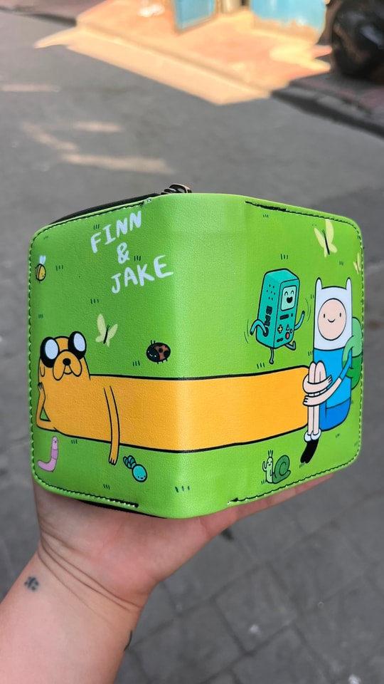 Yeşil Adventure Time Finn and Jack BMO OOO Diyarı Unisex Cüzdan