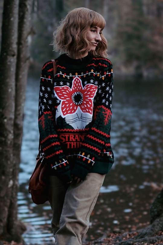 Yeşil Stranger Things Demogorgon Knitted Unisex Kazak