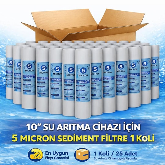 Açık Kasa Su Arıtma 25 Adet 10'' 5 Mikron Sediment