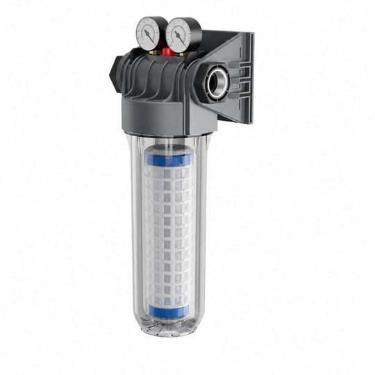 EUROFIL Manometreli 10'' Tekli 50 Micron Yıkanabilir Filtreli