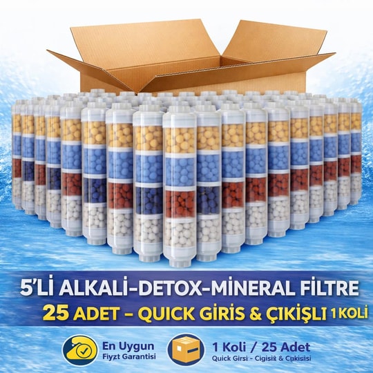Su Arıtma Cihazları İçin 5’Li Alkali-Detox-Mineral Filtre 25 Adet