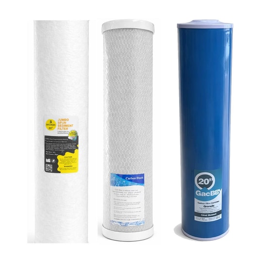 20'' Big Blue Filtre 3'lü Set 5 Micron CTO Karbon UDF Karbon