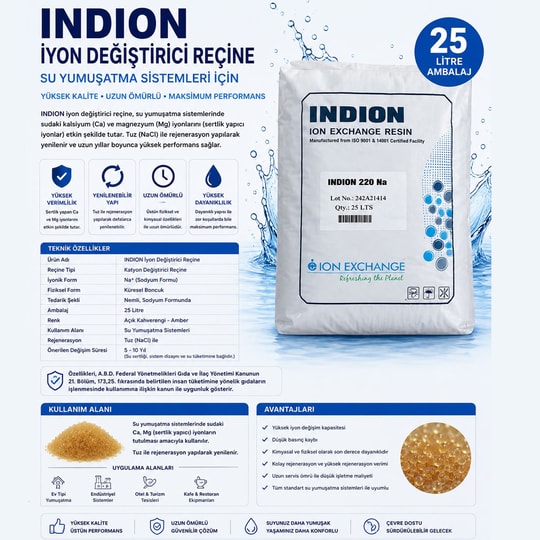 Indion Katyonik Reçine 25 Lt