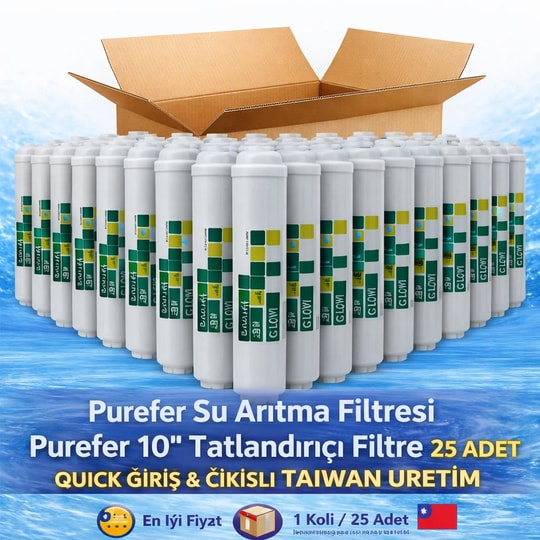 Purefer Su Arıtma Filtresi Purefer 10'' Tatlandıcı Filtre 25 Adet
