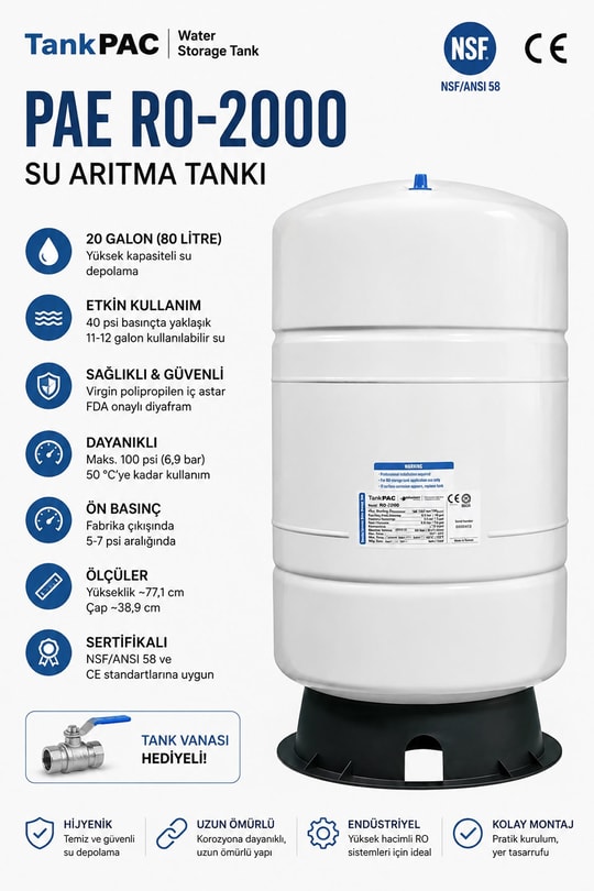 Tankpac RO-2000 Su Arıtma Tankı 80 LT PAE Tank