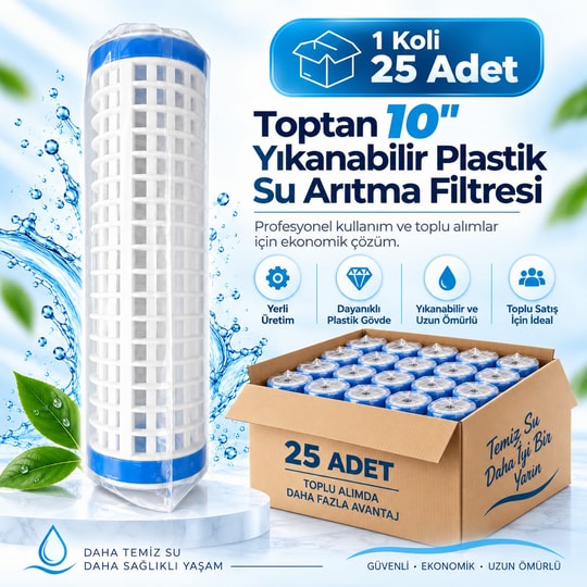 Toptan 25 Adet 10'' Yıkanabilir Plastik Şebeke Giriş Filtresi