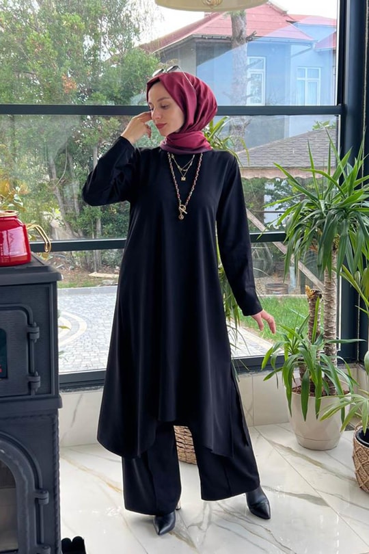 Siyah Tunik Pantolon Takım
