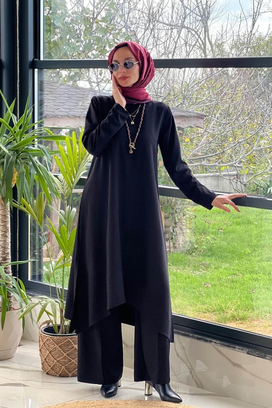 Siyah Tunik Pantolon Takım