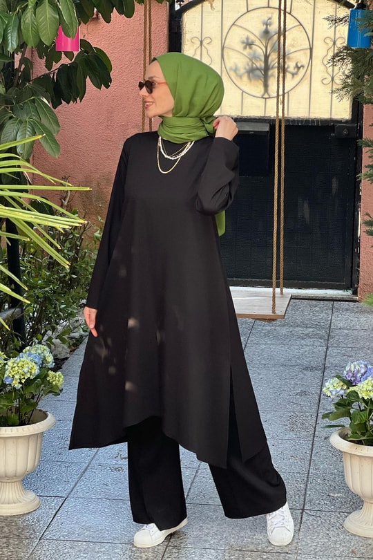 Siyah Tunik Pantolon Takım