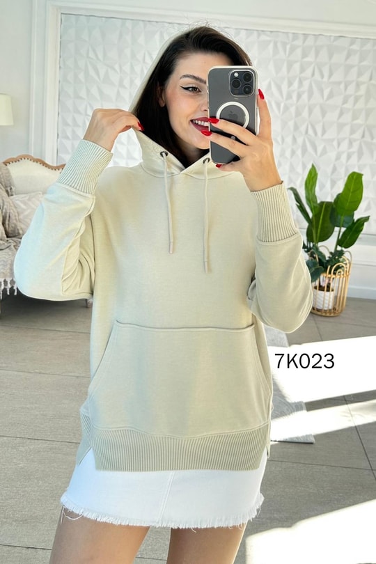 Kanguru Cepli Kapşonlu 2 İplik Sweatshirt